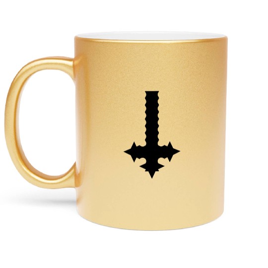 inverted cross - black crucifix Metallic Mugs