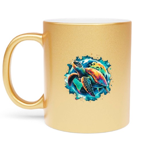 Earth Day Restore Sea Turtle Metallic Mugs