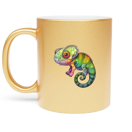 Colorful Chameleon Fantasy Creature Metallic Mugs