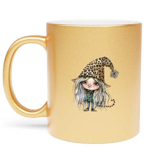 Leopard Print Gnome Clipart Images, Girly Metallic Mugs