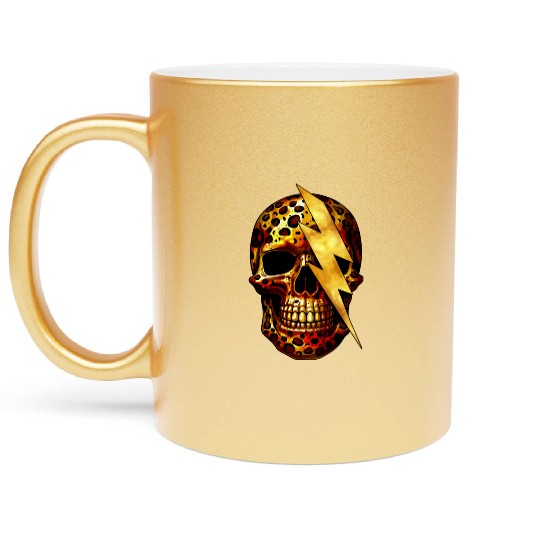 Skull with Leopard Print & Gold Spark Metallic Mugs