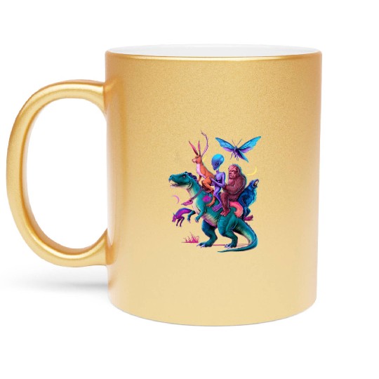 Cryptozoology Cryptid Bigfoot Jackalope Mothman Metallic Mugs