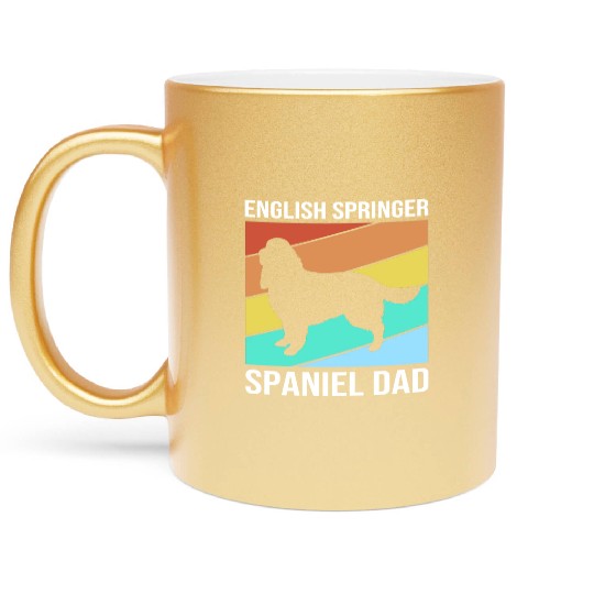 Retro Dog Fathers Day English Springer Spaniel Dad Metallic Mugs