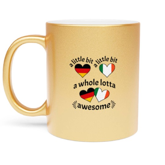 A Little Bit German Irish Ireland Heart Flags Metallic Mugs