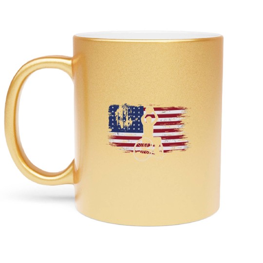 US Flag Wheelchair Basketball Metallic Mugs