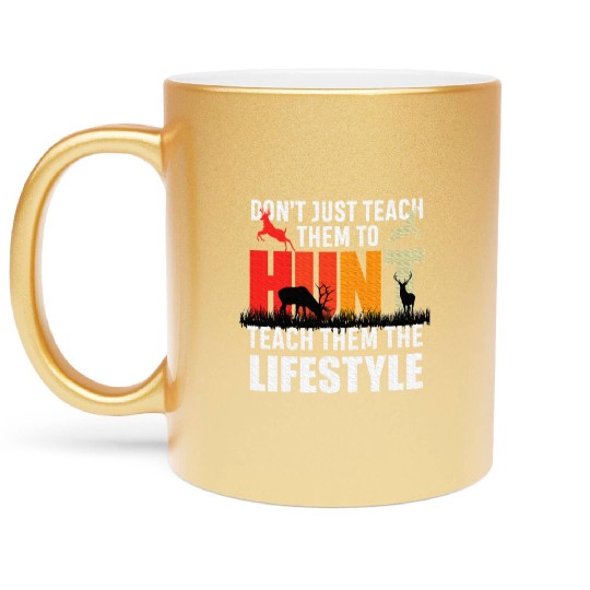 Camo US Flag Deer Elk Buck Camoflage Hunting Metallic Mugs