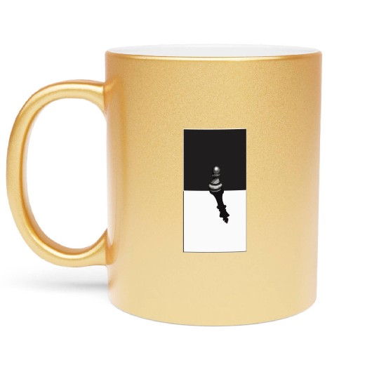"Chess: Pawn Casts King's Shadow" Painting Metallic Mugs