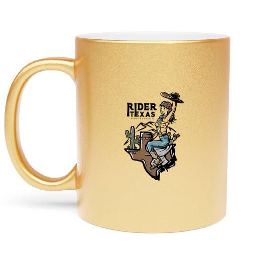 WILD WEST COW GIRL Metallic Mugs