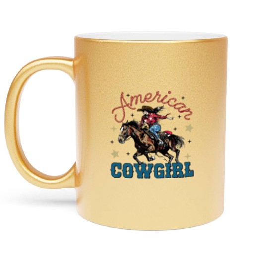 Rustic Ameircan Cowgirl Metallic Mugs