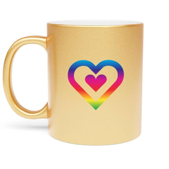 Rainbow Heart Homosexuality LGBT Love Metallic Mugs