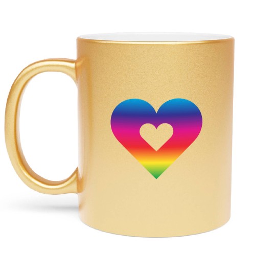 Rainbow Heart Homosexuality LGBT Love Metallic Mugs