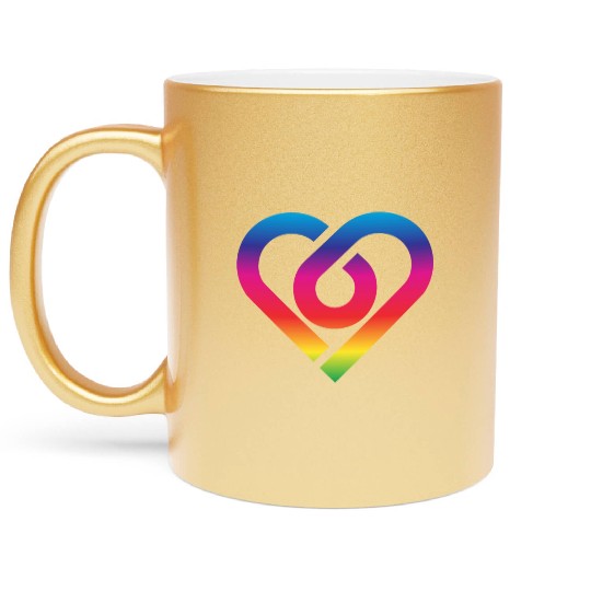 Rainbow Heart Homosexuality LGBT Love Metallic Mugs