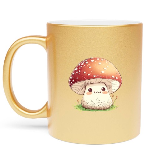 Cute Kawaii Mushrooms Clipart, Cute Mushrooms PNG Metallic Mugs