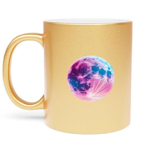 Synthwave moon Metallic Mugs