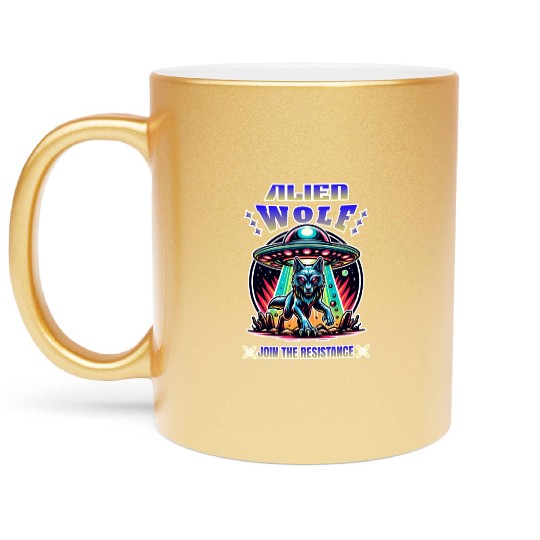 Alien Wolf, join the resistance Metallic Mugs