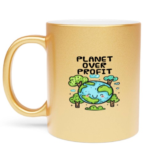 Planet Over Profit Earth Day Metallic Mugs