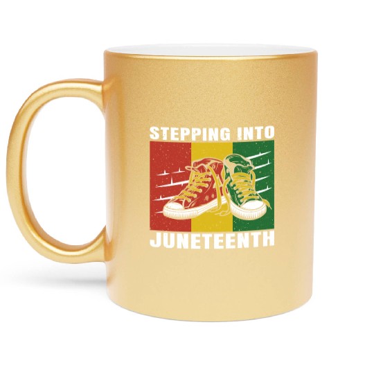 Stepping Into Juneteenth 2024 Afro American Metallic Mugs