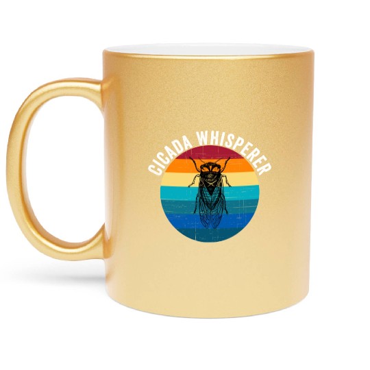 Funny Cicada Whisperer Funny Cicada Magicicada Metallic Mugs