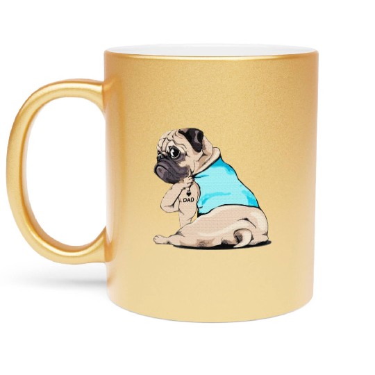 PUGS LOVE DAD Metallic Mugs