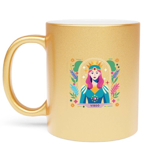 Floral Virgo Tarot Zodiac Graphic Metallic Mugs