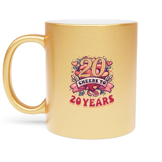 20 Years Anniversary Cheers To 20 Years! Metallic Mugs