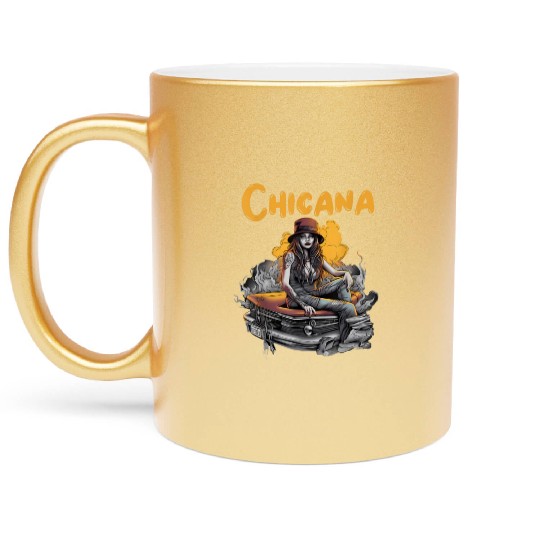 Chicana Lowrider Clothes Mexican American Metallic Mugs
