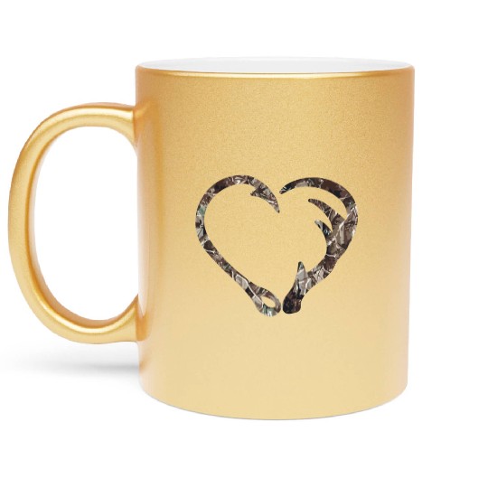 Camo US Flag Deer Skull Vintage Hunting Patriotic Metallic Mugs