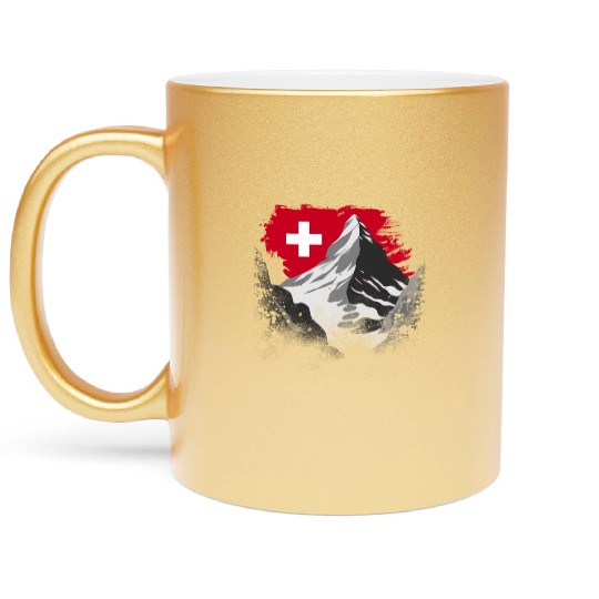 Vacation Skiing, Hiking, Mountain Switzerland Metallic Mugs