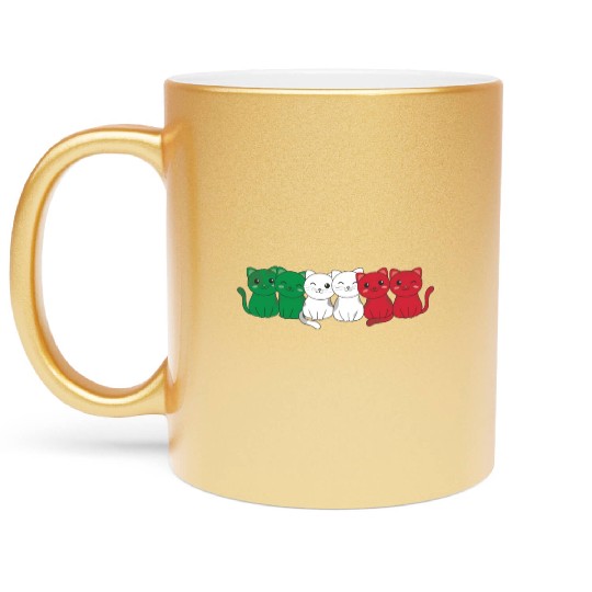 Italian Flag Cat Italian Italy Metallic Mugs
