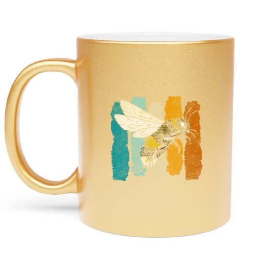 Honey Bee Nature Flowers Bees Metallic Mugs
