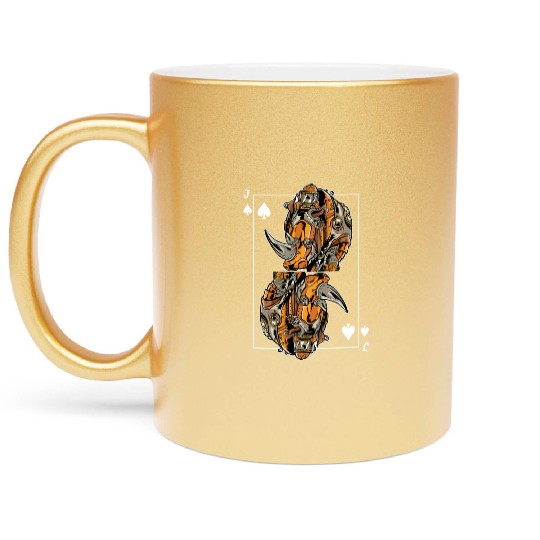 Rhinoceros Steampunk Card Game Jack of Spades Metallic Mugs