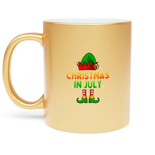 Christmas In July Santa Elf Metallic Mugs