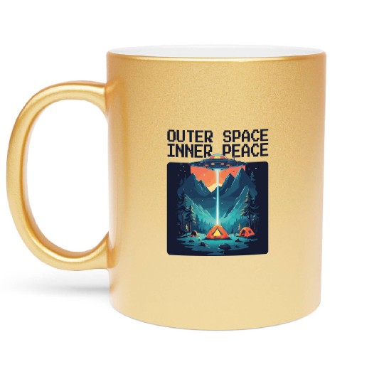 Outer space inner peace camping with UFO Metallic Mugs