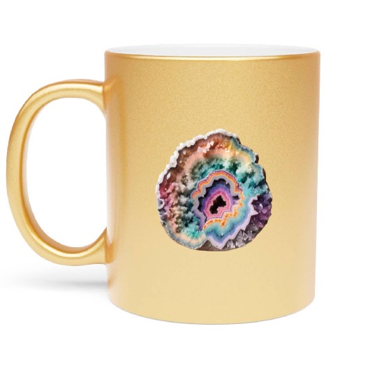 Fantasy Pastel Rainbow Geo Stone Crystal Metallic Mugs