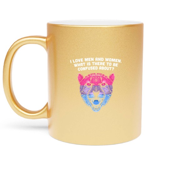 I Love Men and Women Bisexual LGBTQ Bi Pride Gay L Metallic Mugs