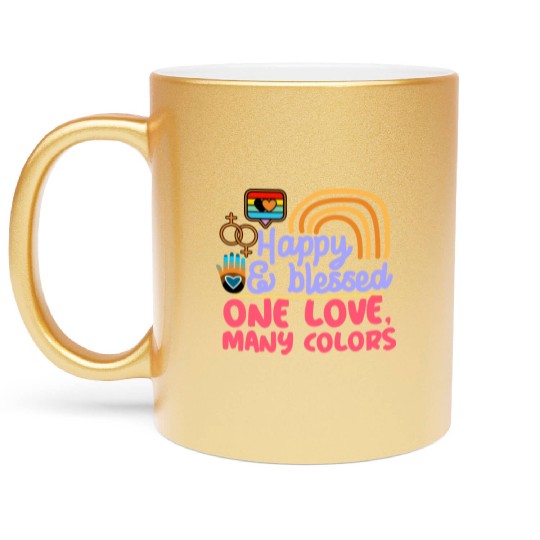 pride month, happy and blessed, love is love Metallic Mugs