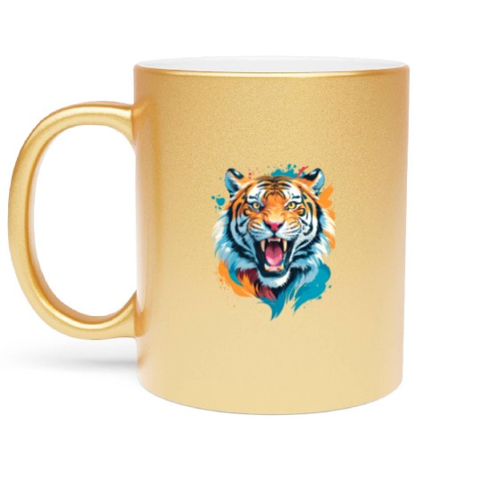 Colorful Tiger Face Metallic Mugs