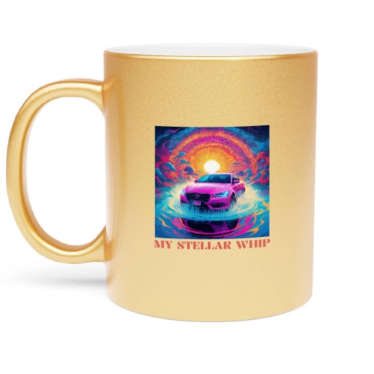 Synthwave Art Futuristic Car Metallic Mugs