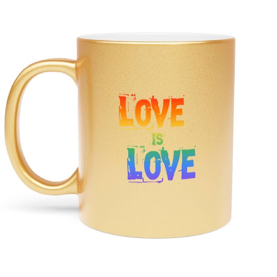 love is love letter rainbow colored Metallic Mugs