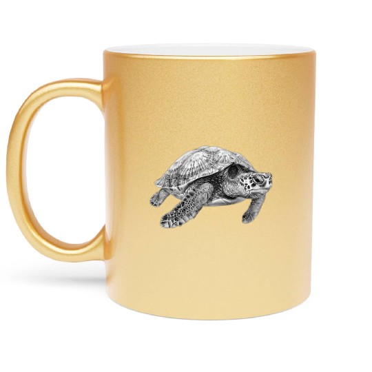 Serene Sea Turtle Metallic Mugs