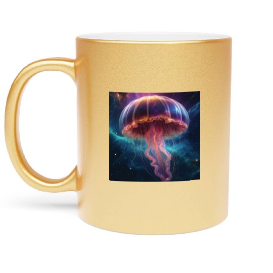 Cosmic Jellyfish Dance Metallic Mugs
