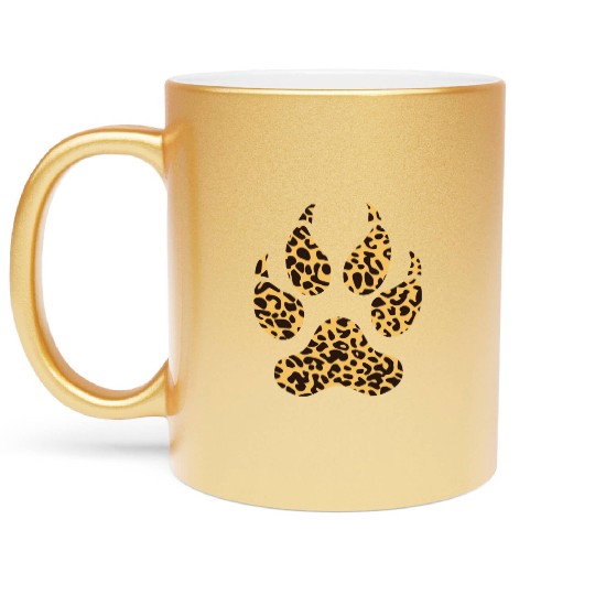 Leopard Paw Funny Jaguar Animal Lover Pawprint Pun Metallic Mugs