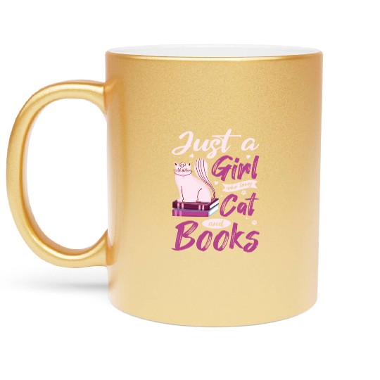 Girls who love cats and readgin book. Cat Lovers Metallic Mugs