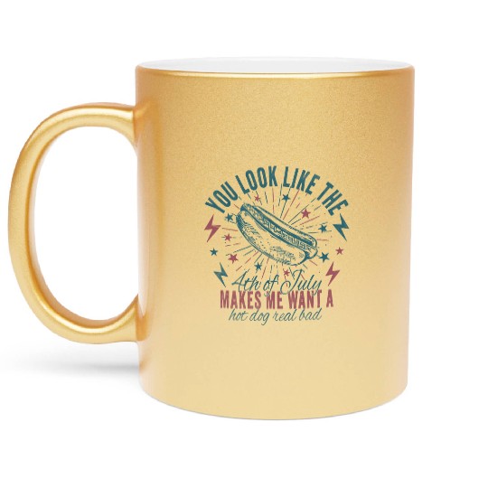 Funny 4th July Metallic Mugs, Hot Dog Lover Metallic Mugs