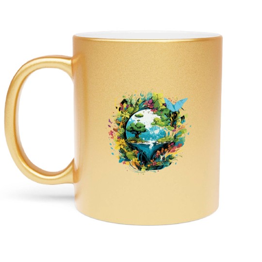 Respect Your Mother Earth Day Save Our Planet Metallic Mugs