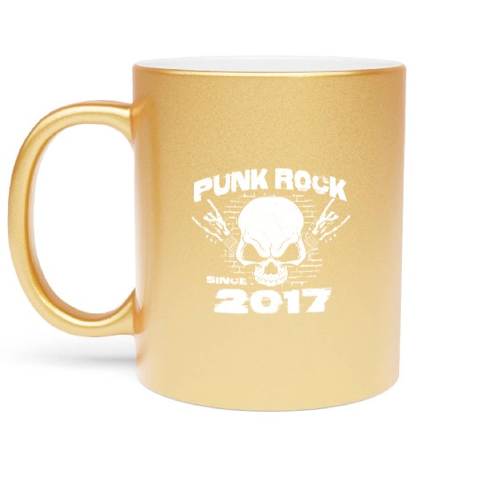 Punk Rock Since 2017 - Skull Rock Hands 7th Metallic Mugs