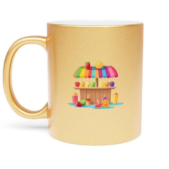 ice cream cart on the beach Metallic Mugs