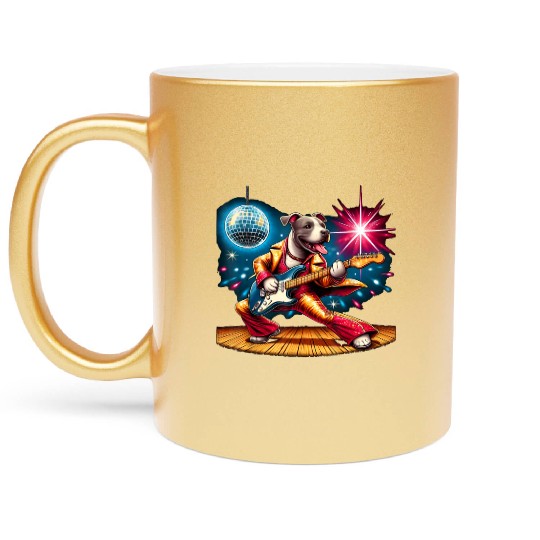 Disco Ball Guitar dog Metallic Mugs