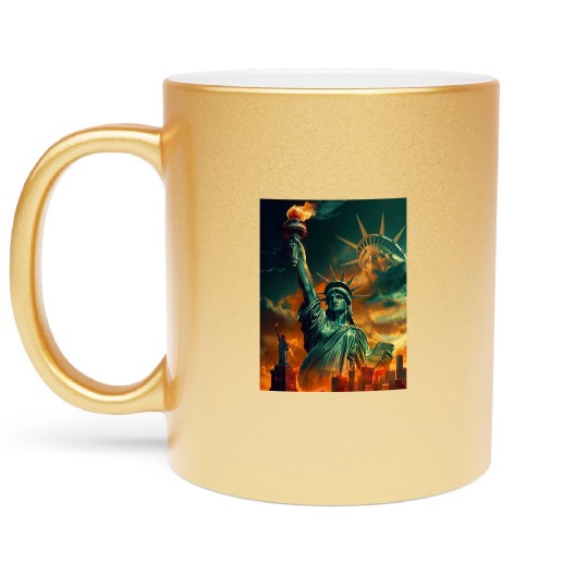 Statue of Liberty in New York USA Metallic Mugs