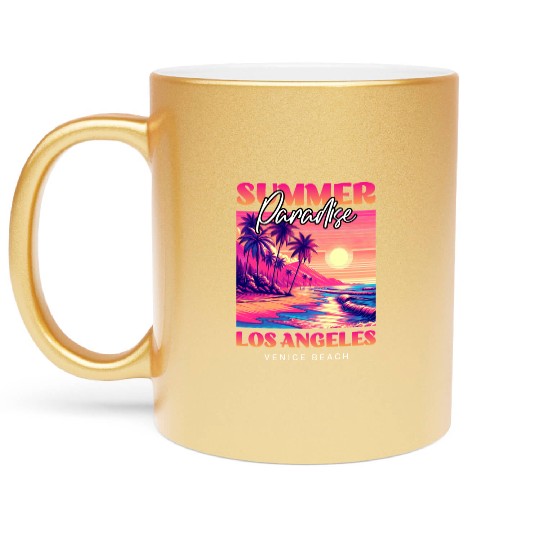 Summer Paradise Los Angeles Venice Beach Metallic Mugs